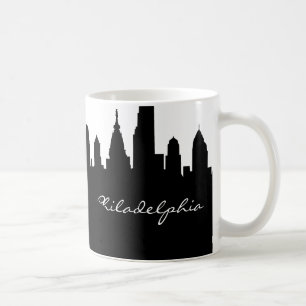 Black & White Philadelphia City Skyline Coffee Mug