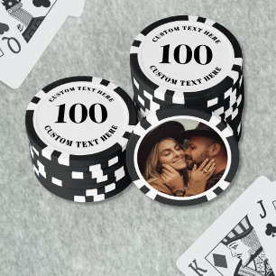 Black White Photo 100 Numbered Poker Chips