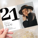Black White Photo 21st Birthday Party Invitation<br><div class="desc">Create lasting memories at your 21st birthday bash with these classic black and white birthday party invitations! Featuring a large bold serif font showcasing the number '21', a photo of the birthday boy / girl, and a modern template that is easy to personalise, these invitations will capture the spirit of...</div>
