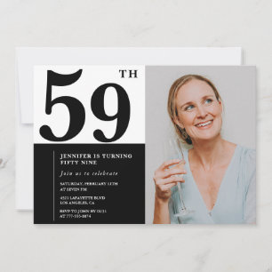 Black White Photo 59th Birthday Invitations