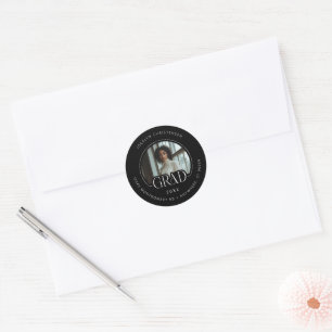 Black White Photo Address Graduate Envelope Seal