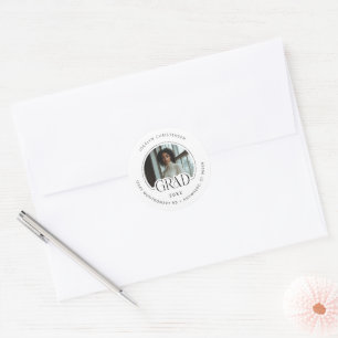 Black White Photo Address Graduate Envelope Seal