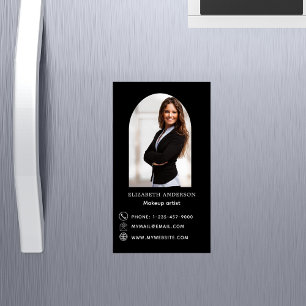 Black white photo arch contact info 	Magnetic business card