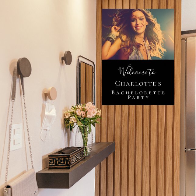 Black white photo bachelorette party welcome poster (Creator Uploaded)