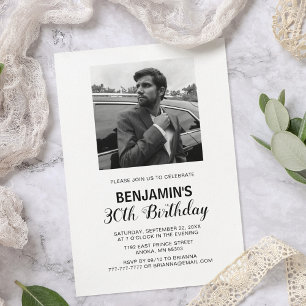 Black & White Photo Birthday Invitation
