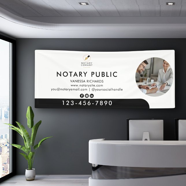 Black White Photo Business Event Notary Marketing Banner (Creator Uploaded)
