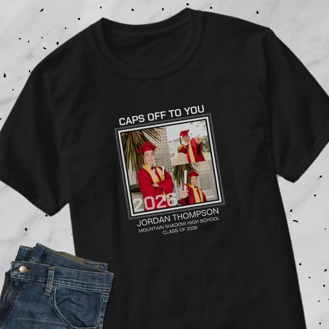 Black & White Photo Collage 2026 Grad Family Group T-Shirt (Creator Uploaded)