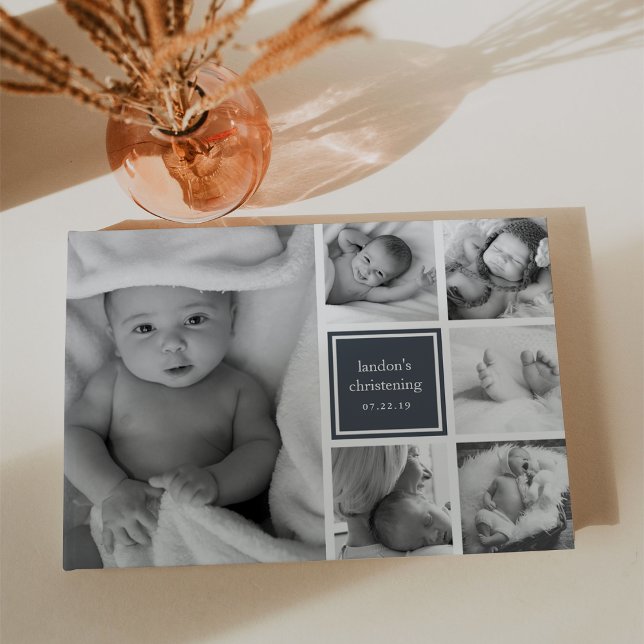 Black & White Photo Collage Christening or Baptism Guest Book (Creator Uploaded)