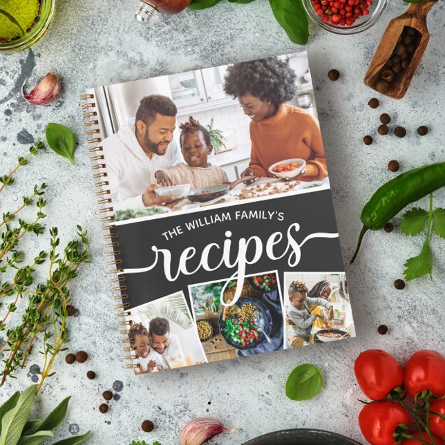 Black White Photo Collage Family Recipes Notebook (Creator Uploaded)
