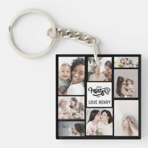 Black White Photo Collage Gift Happy Mother's Day Key Ring