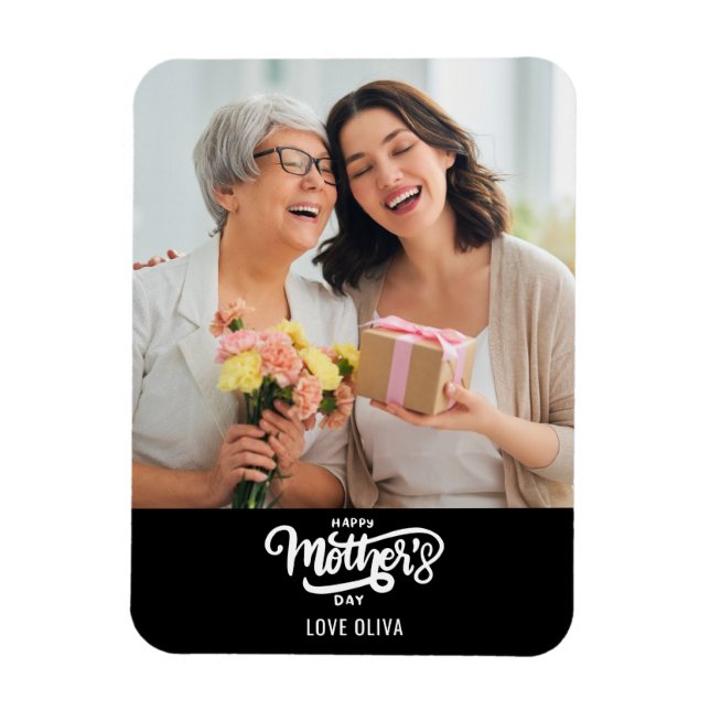 Black White Photo Collage Gift Happy Mother's Day  Magnet (Vertical)