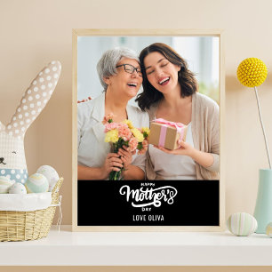 Black White Photo Collage Gift Happy Mother's Day  Poster