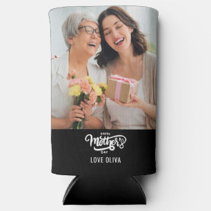 Black White Photo Collage Gift Happy Mother's Day  Seltzer Can Cooler