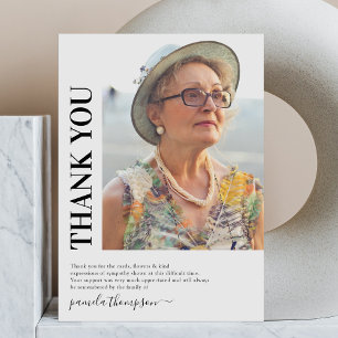Black White Photo Funeral Thank You Note