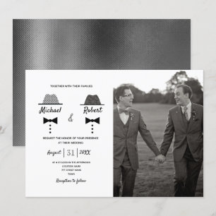 Black White Photo Gay Wedding Invitation