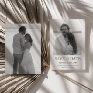 Black & White Photo Gold Text Save the Date