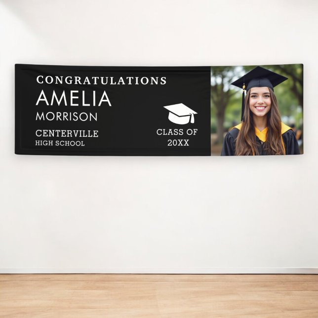 Black White Photo Graduate Class Of Graduation Banner (Creator Uploaded)