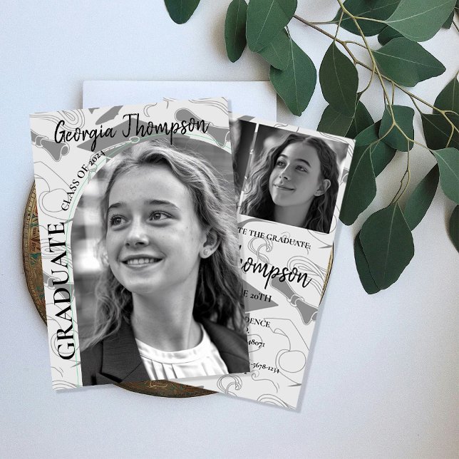 Black & White Photo Graduation High School College Invitation (Creator Uploaded)