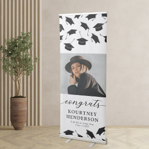 Black White Photo Graduation Party Retractable Banner
