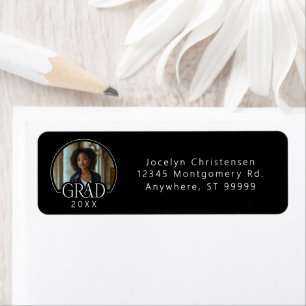 Black White Photo Graduation Return Address Labels