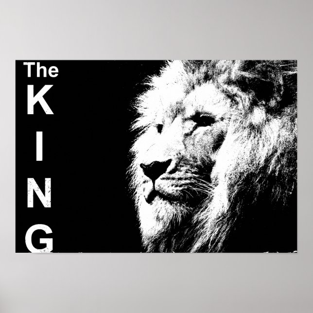 Black White Photo Lion Template Nature Animal Poster (Front)