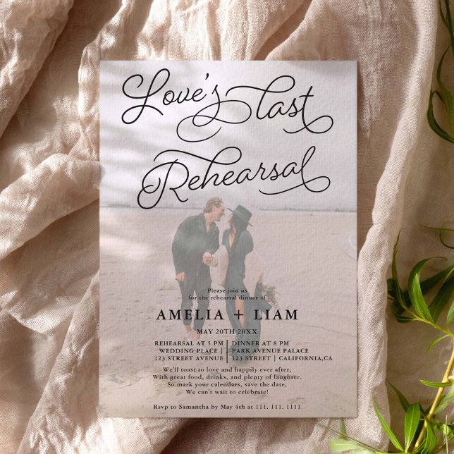 Black white photo Love last rehearsal dinner Invitation (Creator Uploaded)