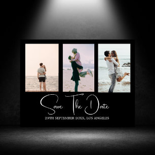 Black White Photo Modern Wedding Save The Date  Holiday Postcard