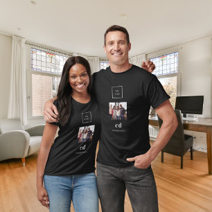 Black white photo monogram name logo business T-Shirt