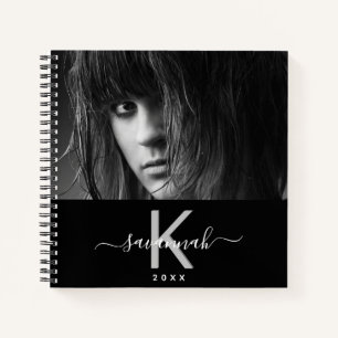 Black white photo monogrammed notebook
