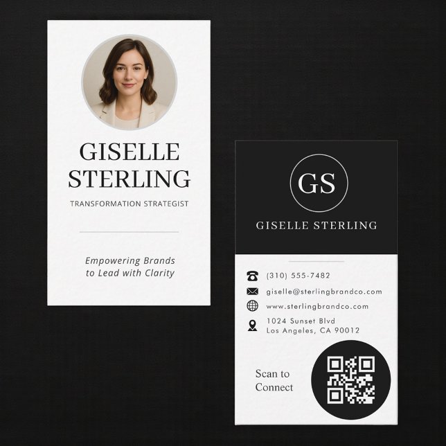 Black & White Photo QR Code Business Card (Creator Uploaded)