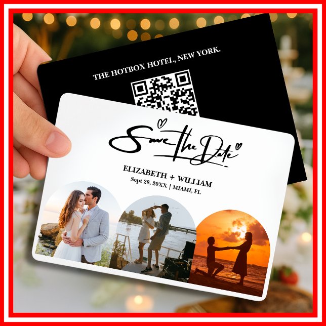 Black & White Photo QR Code | Elegant Save The Date (Creator Uploaded)