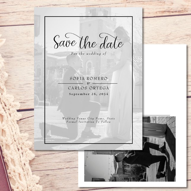 Black White Photo Save The Date Wedding Invitation Postcard (Creator Uploaded)