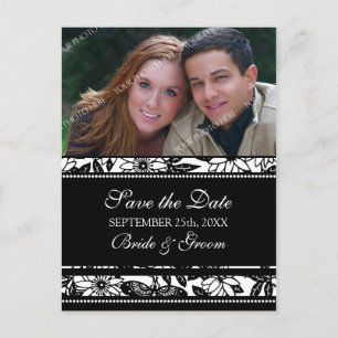 Black White Photo Save the Date Wedding Postcards