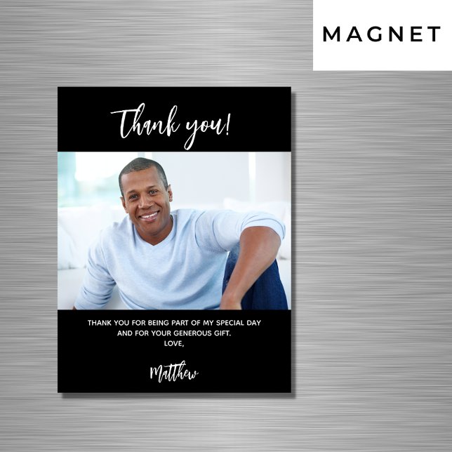 Black white photo thank you magnet (Creator Uploaded)