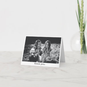 Black White Photo Typewriter Minimalist Birthday Thank You Card