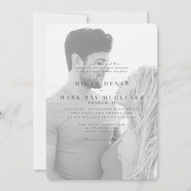 Black & White Photo Wedding Invitation (Front)