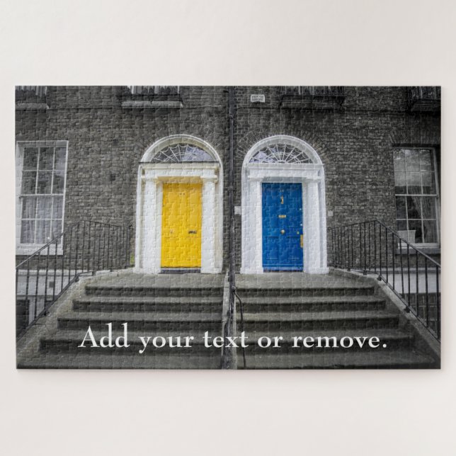 Black & white photograph of painted doors Dublin, Jigsaw Puzzle (Horizontal)