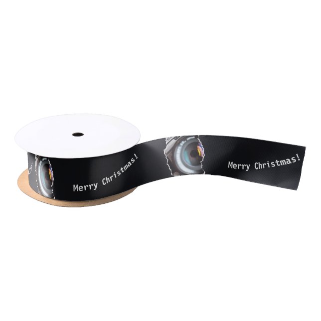 Black White Photographer Merry Christmas!  Satin Ribbon (Spool)