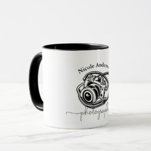 Black White Photography Camera Logo Graphic Mug