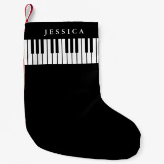 Black & White Piano Keyboard  Small Christmas Stocking