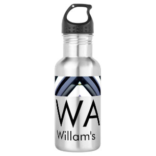 Black white piano keys add name initial letter mon 532 ml water bottle