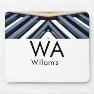Black white piano keys add name initial letter mon mouse mat
