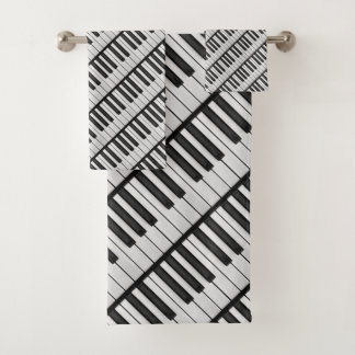 Black & White Piano Keys Bath Towel Set