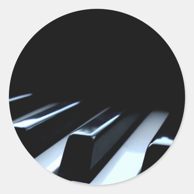 Black & White Piano Keys Classic Round Sticker (Front)