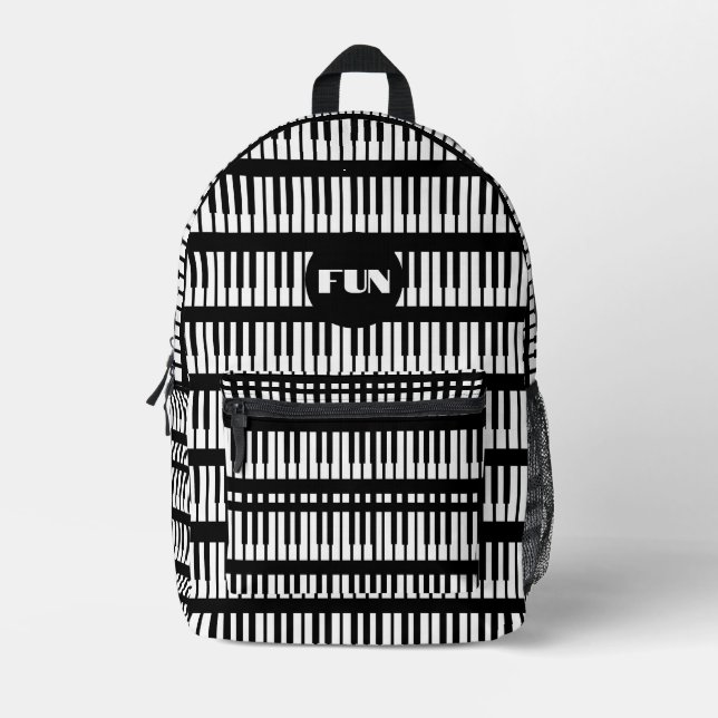 Black White Piano Keys Epic Music Design Printed Backpack (Front)