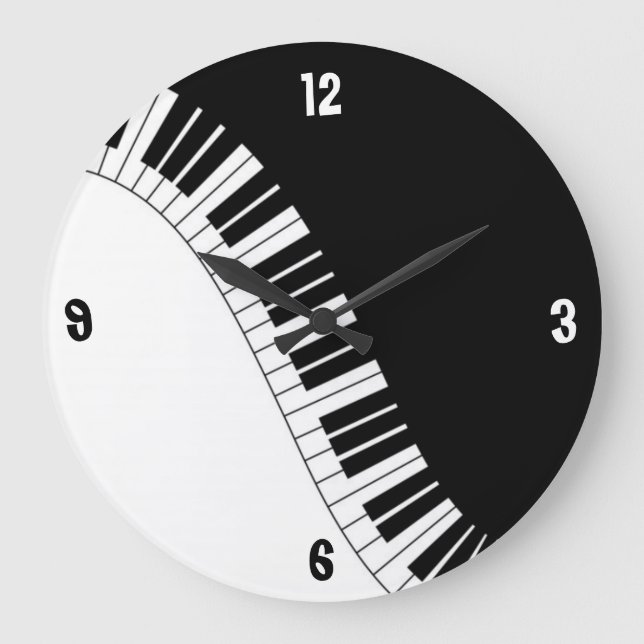 Black & White Piano Keys Wall Clock (Front)