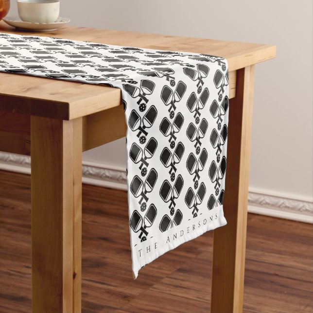 Black & White | Pickleball Stylish Pattern Short Table Runner (In Situ)