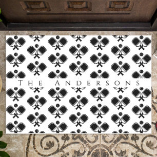 Black & White Pickleballs & Paddles Doormat