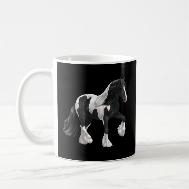 Black White Piebald Pinto Gypsy Vanner Draught Hor Coffee Mug (Left)