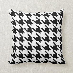 Black White Pied De Poule Houndstooth Cushion